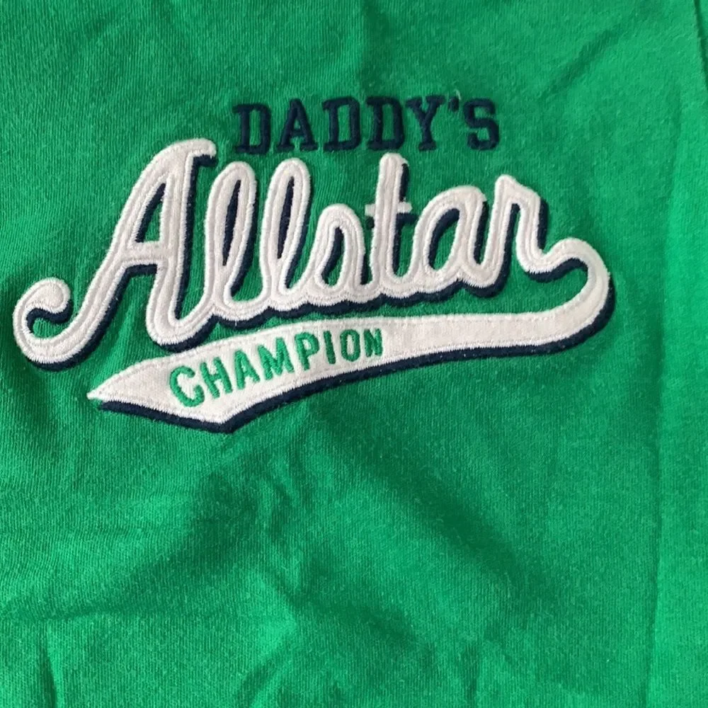 CARTER’S | “Daddy’s Allstar Champion” Green Navy Trim Baby Bodysuit One-piece 3M